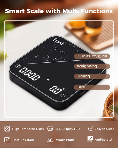 Espresso Coffee Scale with Timer, Rechargeable Digital Scale| TUNI