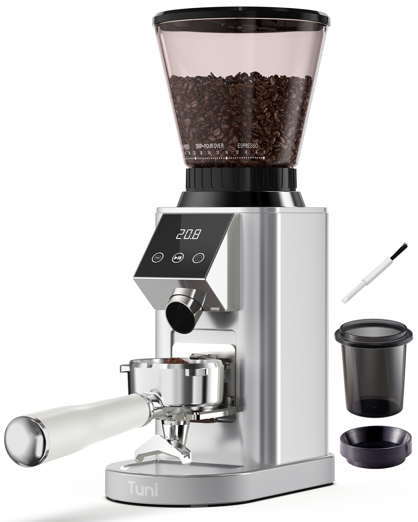 Espresso Machine with Coffee Grinder, Sliver| TUNI Combo