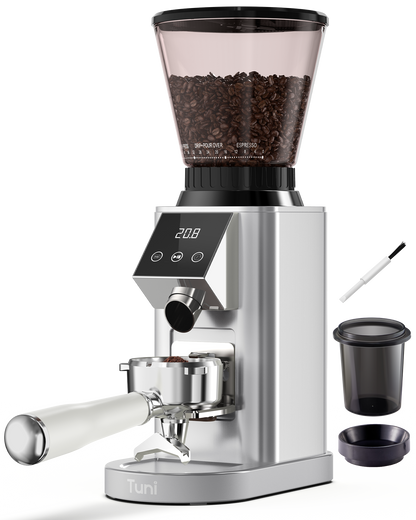 Espresso Machine with Coffee Grinder, Sliver| TUNI Combo