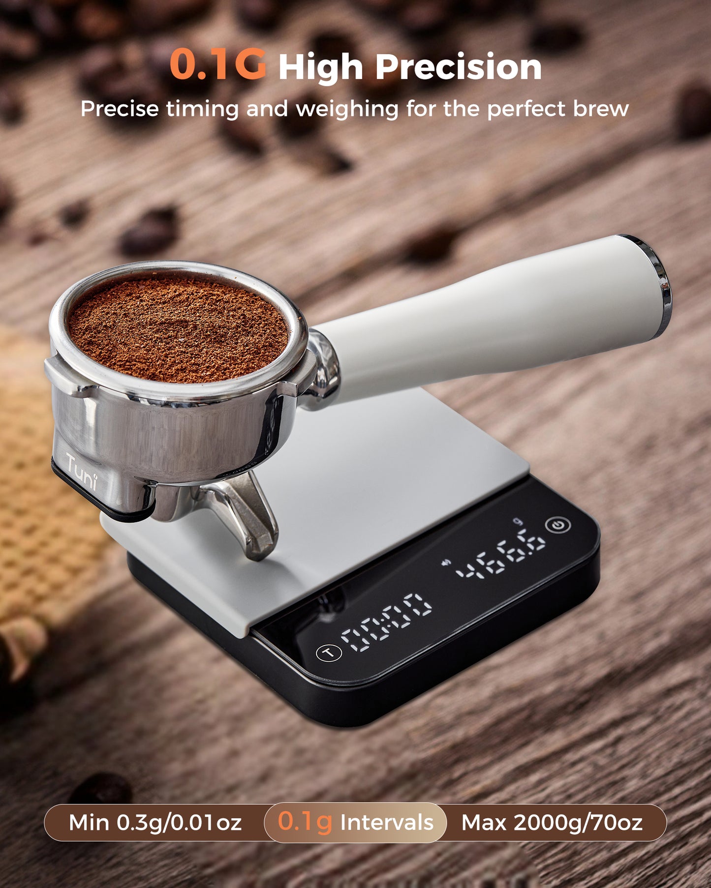 Espresso Coffee Scale with Timer, Rechargeable Digital Scale| TUNI